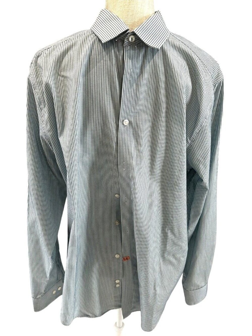 Calvin Klein Non-Iron Slim Fit Blue/White Striped Dress Shirt 16.5 34/35